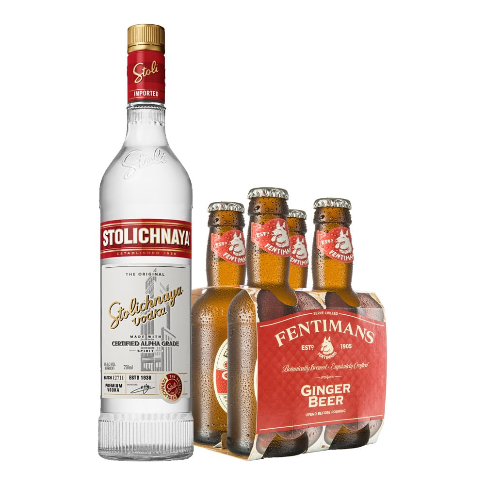 Pack Cóctel Moscow Mule (Stoli 750cc + 4x Fentimans Ginger Beer)