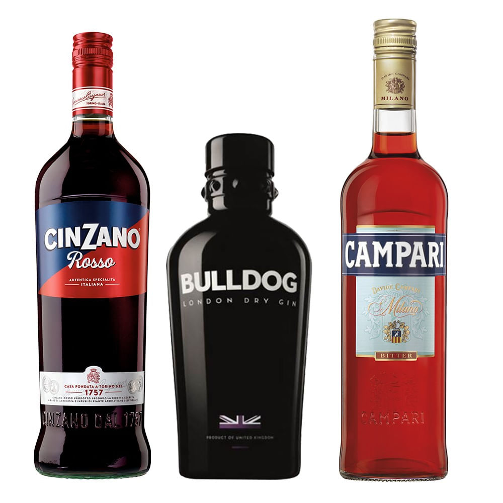 Pack Cóctel NegRoni 2: Gin Bulldog + Campari + Cinzano Rosso