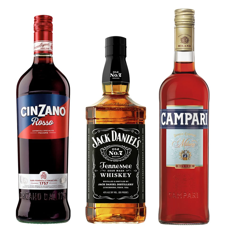 Pack Cóctel Boulevardier:  Whiskey Jack Daniel´s + Campari + Cinzano Rosso
