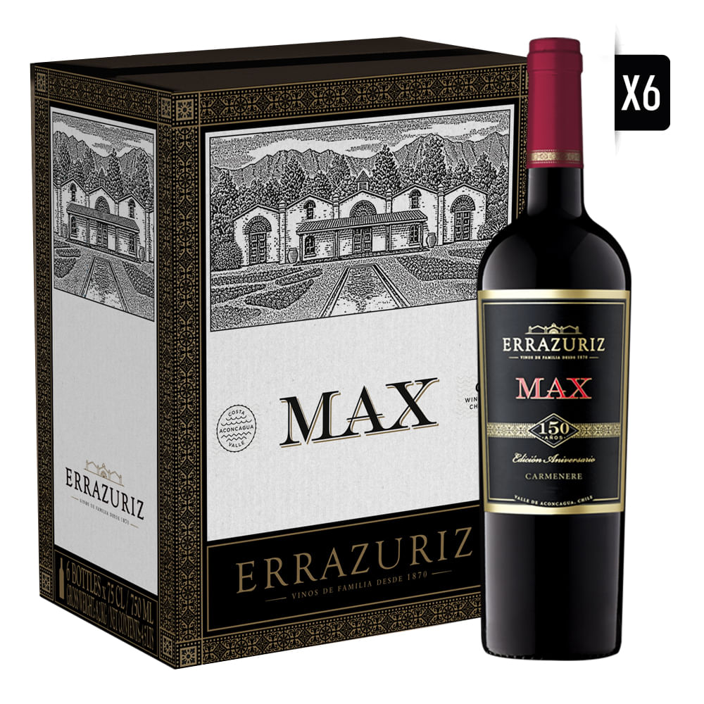 Pack 6x Max Carmenere 750cc