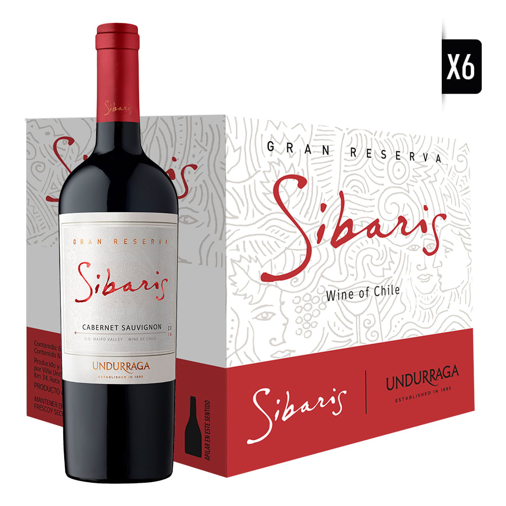 Pack Vinos 6x Undurraga Sibaris Cabernet Sauvignon 750cc