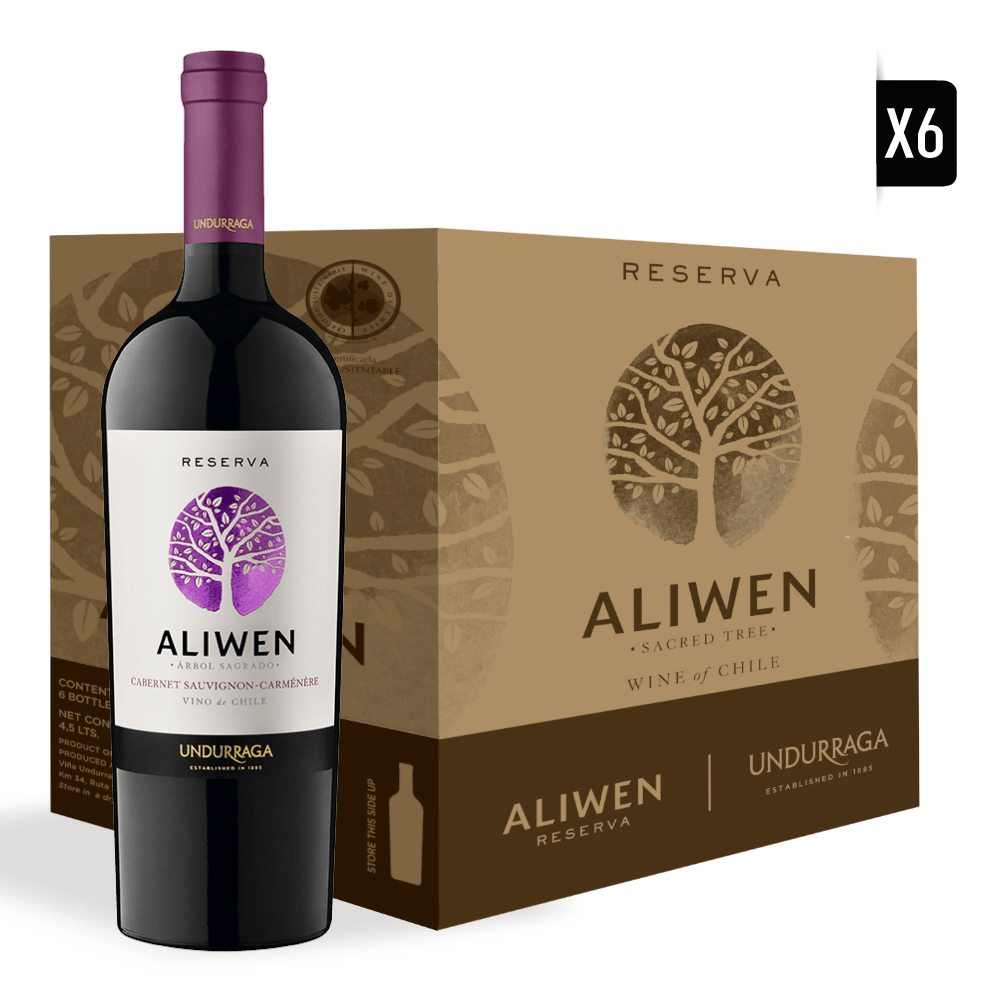 Pack 6x Vino Undurraga Aliwen Cabernet Sauvignon / Carmenere 750cc