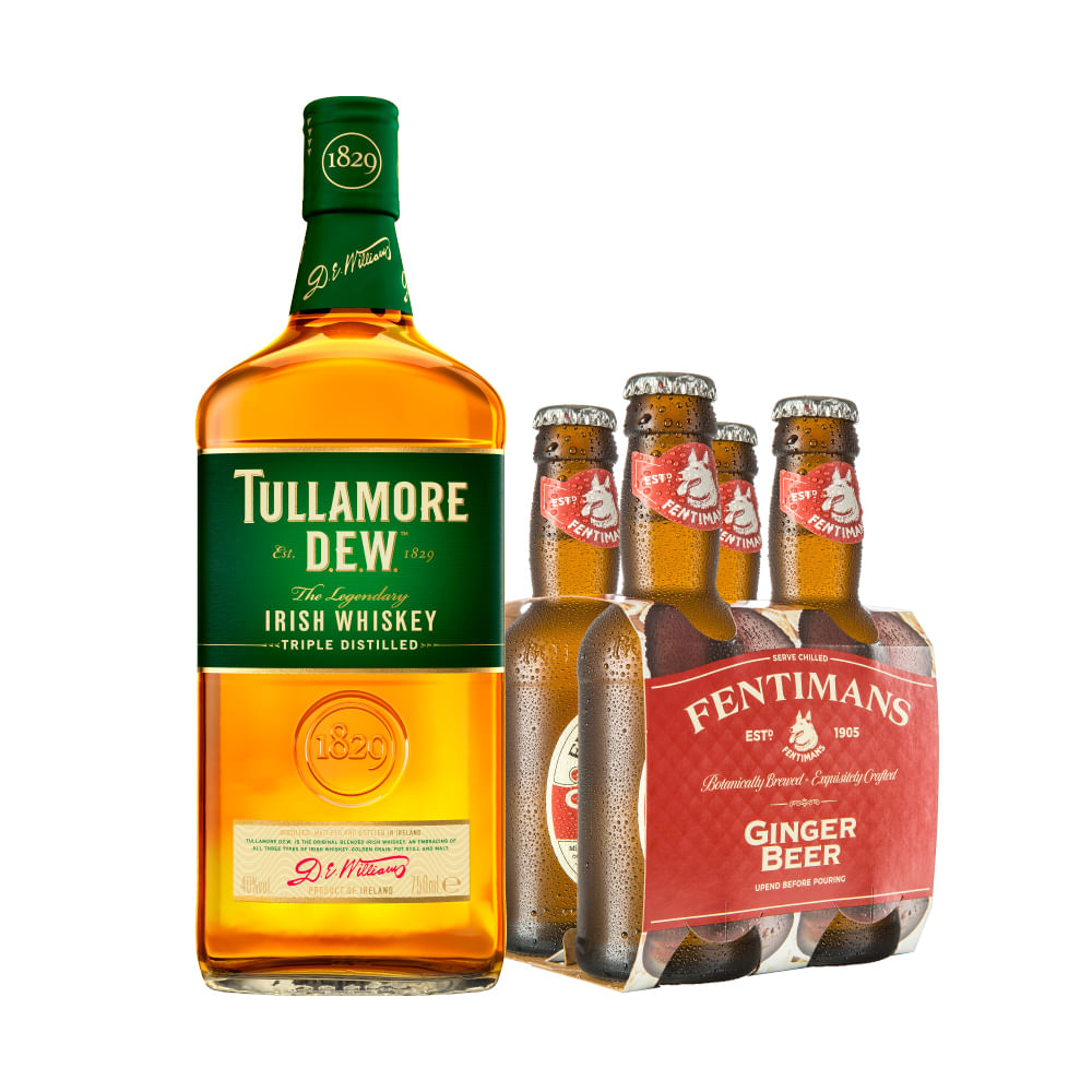 Pack Irish Mule: Whisky Tullamore D.E.W 750cc + 4x Fentimans Ginger Beer 200cc
