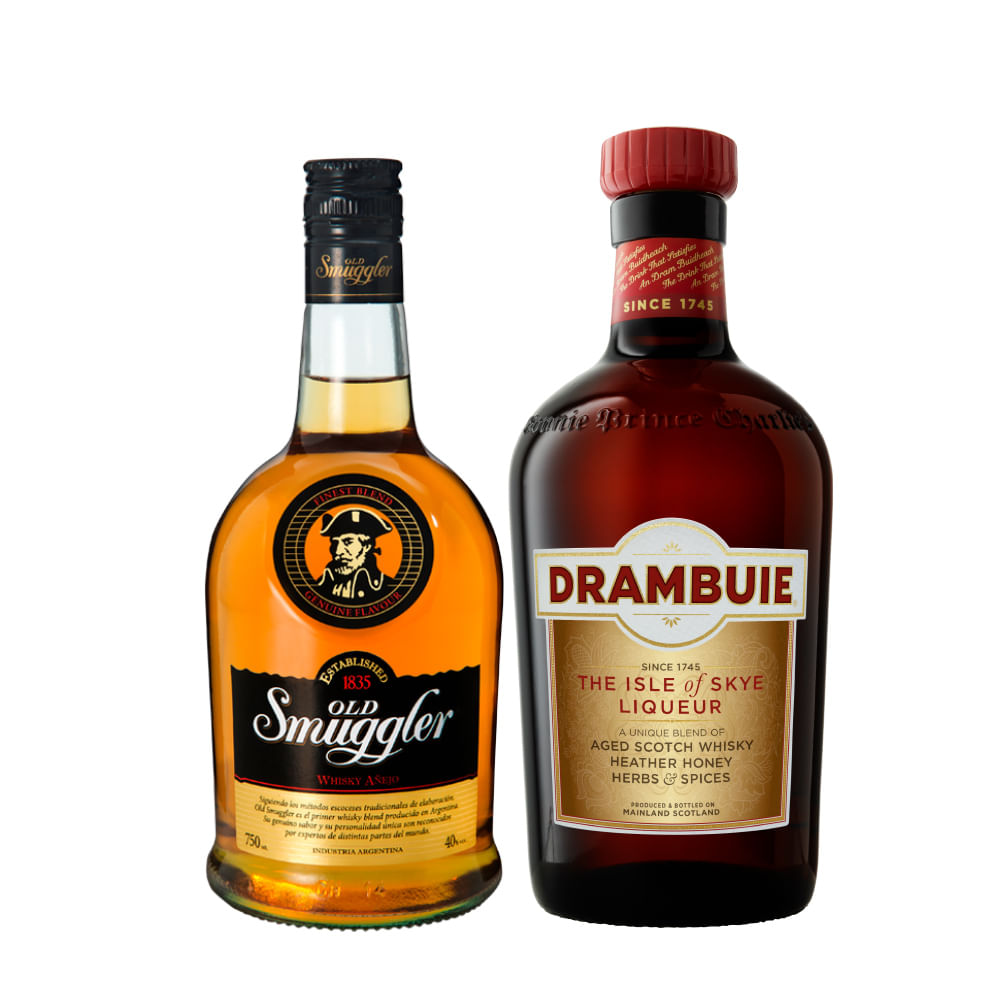 Pack Whisky Escocés Old Smuggler 750cc + Licor Drambuie 750cc
