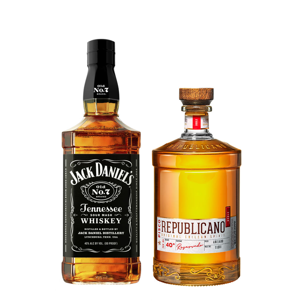 Pack Pisco Republicano Roble 750cc + Whiskey Jack Daniel´s 750cc