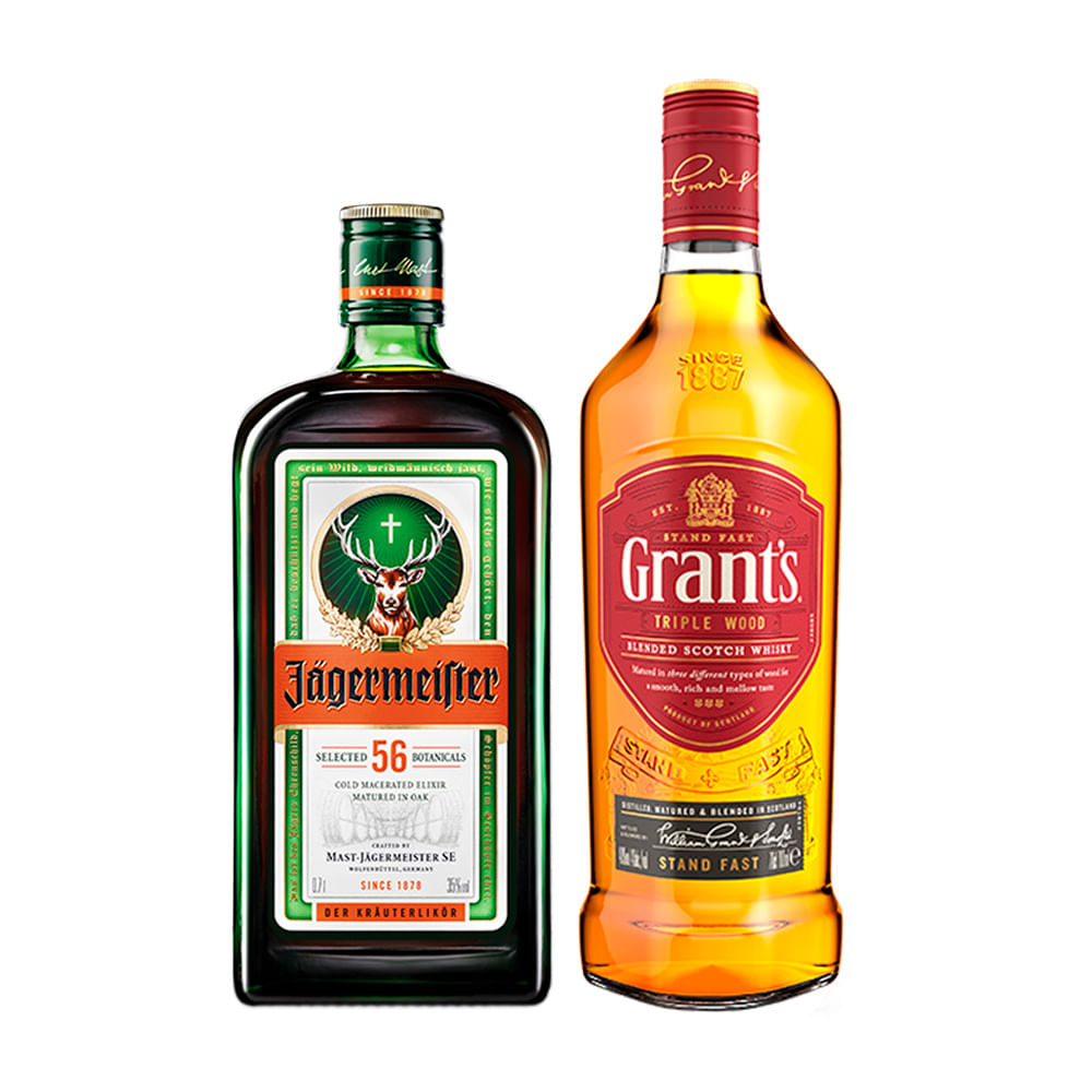 Pack Licor Jägermeister 700cc + Whisky Escocés Grants 750cc