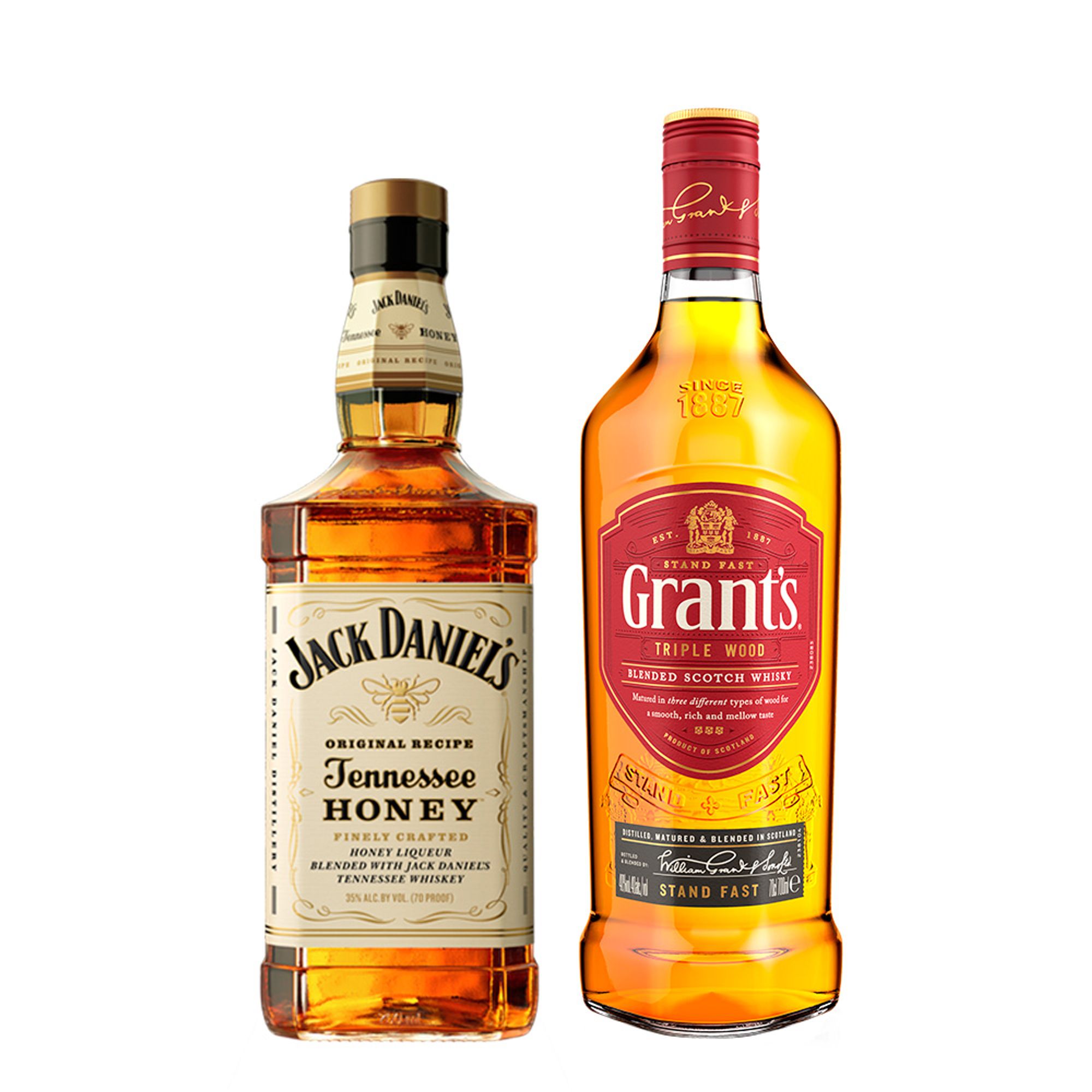 Pack Whiskey Jack Daniel´s Honey 750cc + Whisky Escocés Grants 750cc