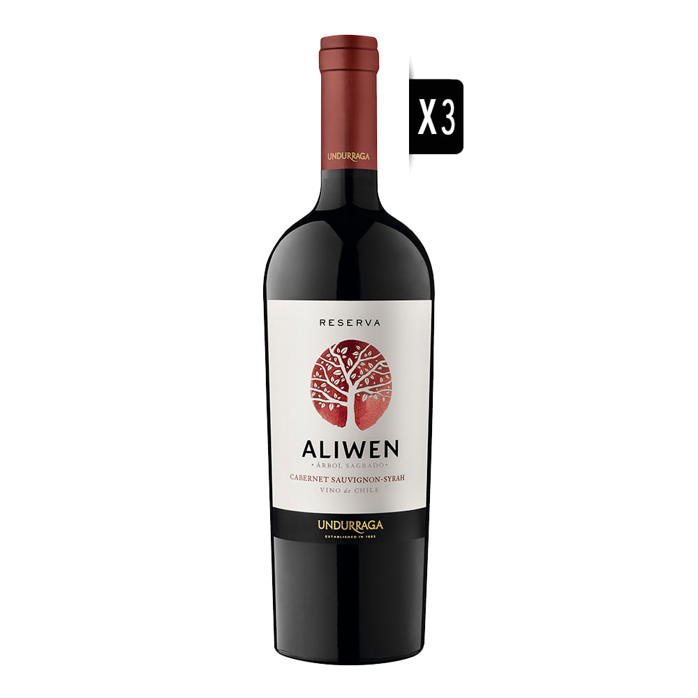 Pack 3x Vino Undurraga Aliwen Cabernet Sauvignon / Syrah 750cc