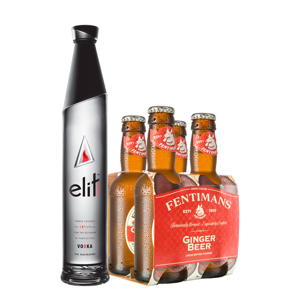 Pack Vodka Stolichnaya Elit 750cc + 4x Agua Tónica Fentimans Ginger Beer 200cc