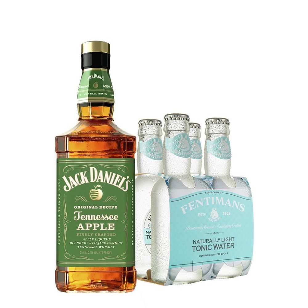 Pack Whiskey Jack Daniel´s Apple 750cc + 4x Agua Tónica Fentimans Light Tonic Water 200cc