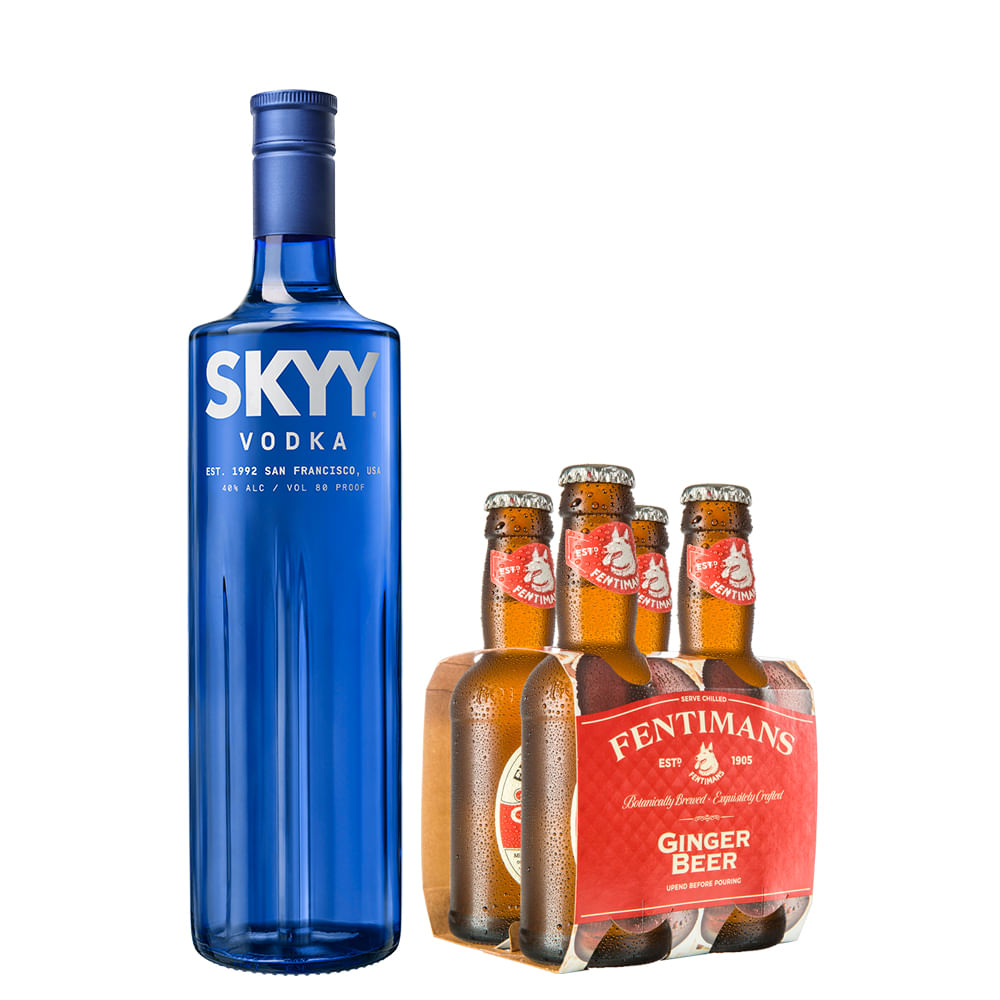 Pack Cóctel Skyy Mule: 1x Skyy + 4x Fentimans Ginger Beer 200cc