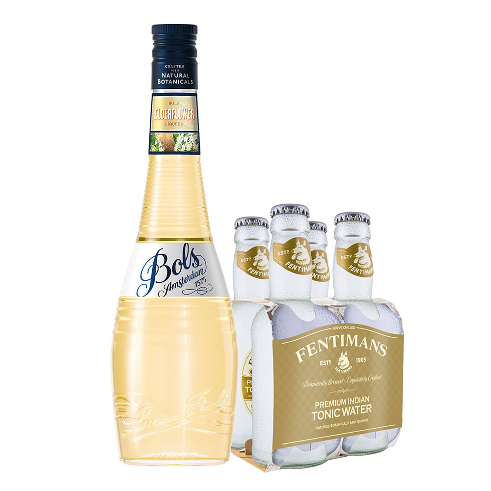 Pack Licor Bols Elder Flower 700cc + 4x Agua Tónica Fentimans Tonic water 200cc