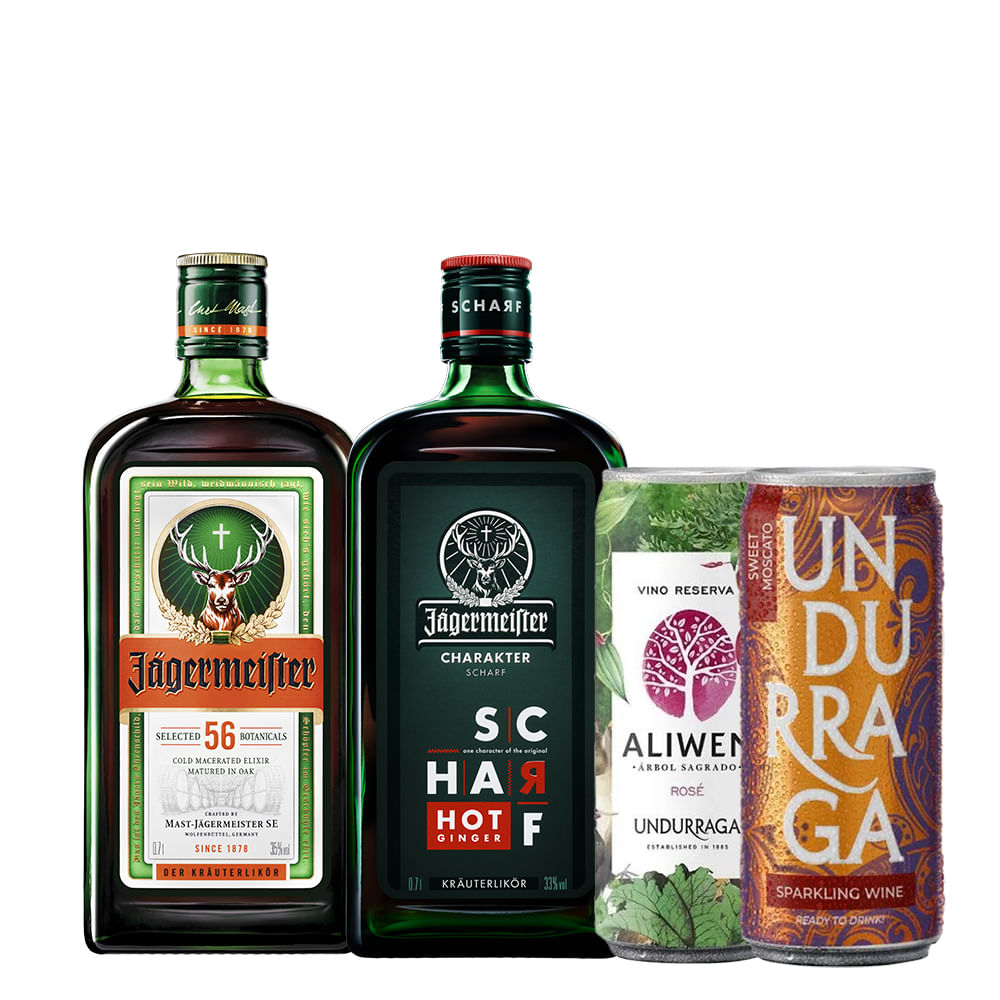 Pack 2x Licor Jägermeister + Vino Undurraga + Espumante Undurraga Sweet Moscato