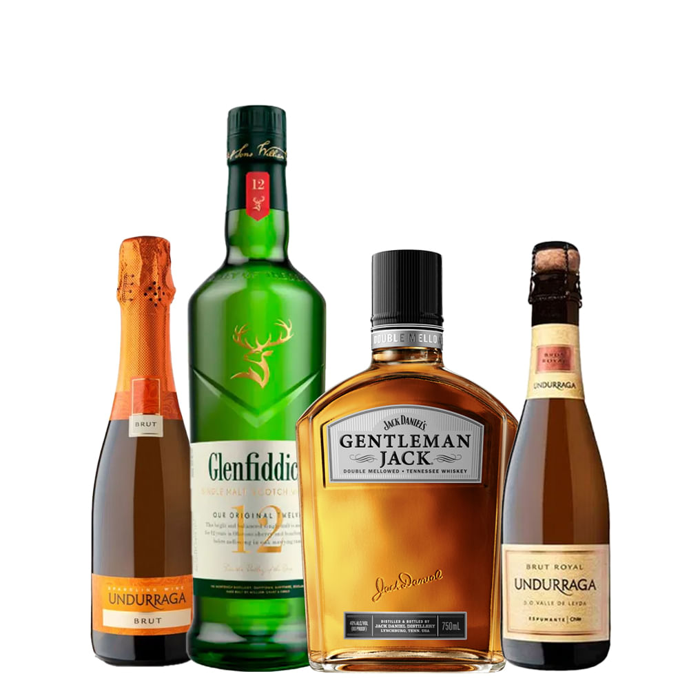 Pack 2x Espumante Undurraga + Whisky Glenfiddich 12años + Whiskey Gentleman Jack