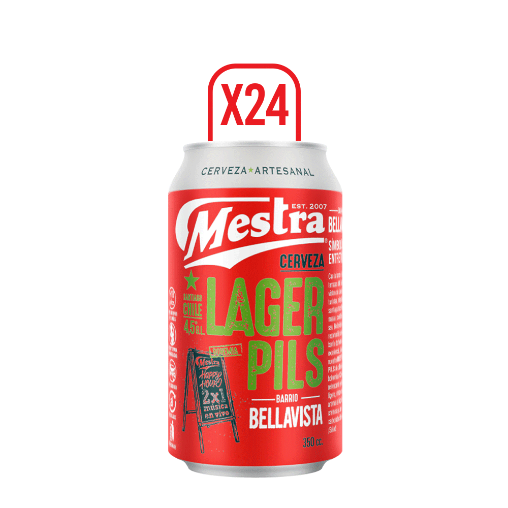 Pack 24x Cerveza Mestra Lager Pils Lata 350cc