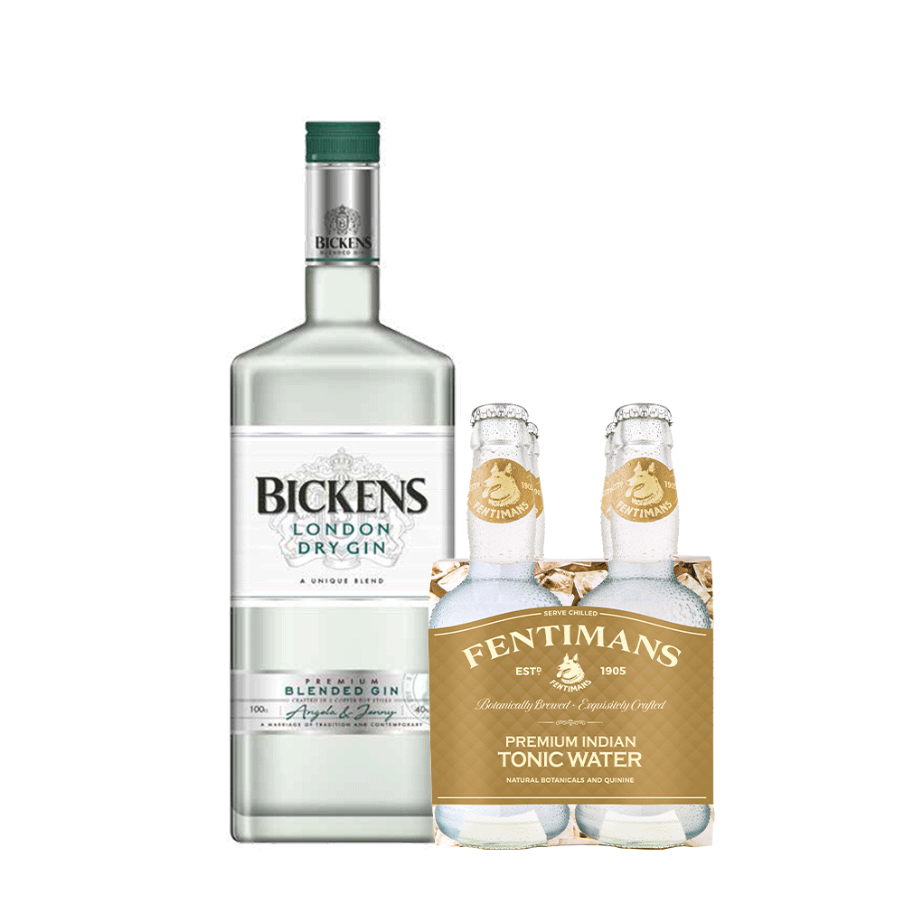 Pack Gin Bickens 700cc + 4x Agua Tónica Fentimans Tonic Water 200cc