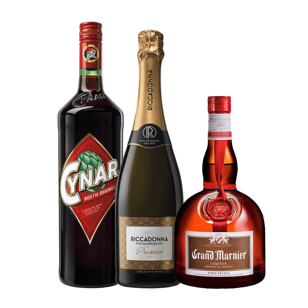 Pack Grand Jaspe (Grand Marnier Cordon + Cynar Licor de Alcachofa + Espumante Riccadonna Prosecco)