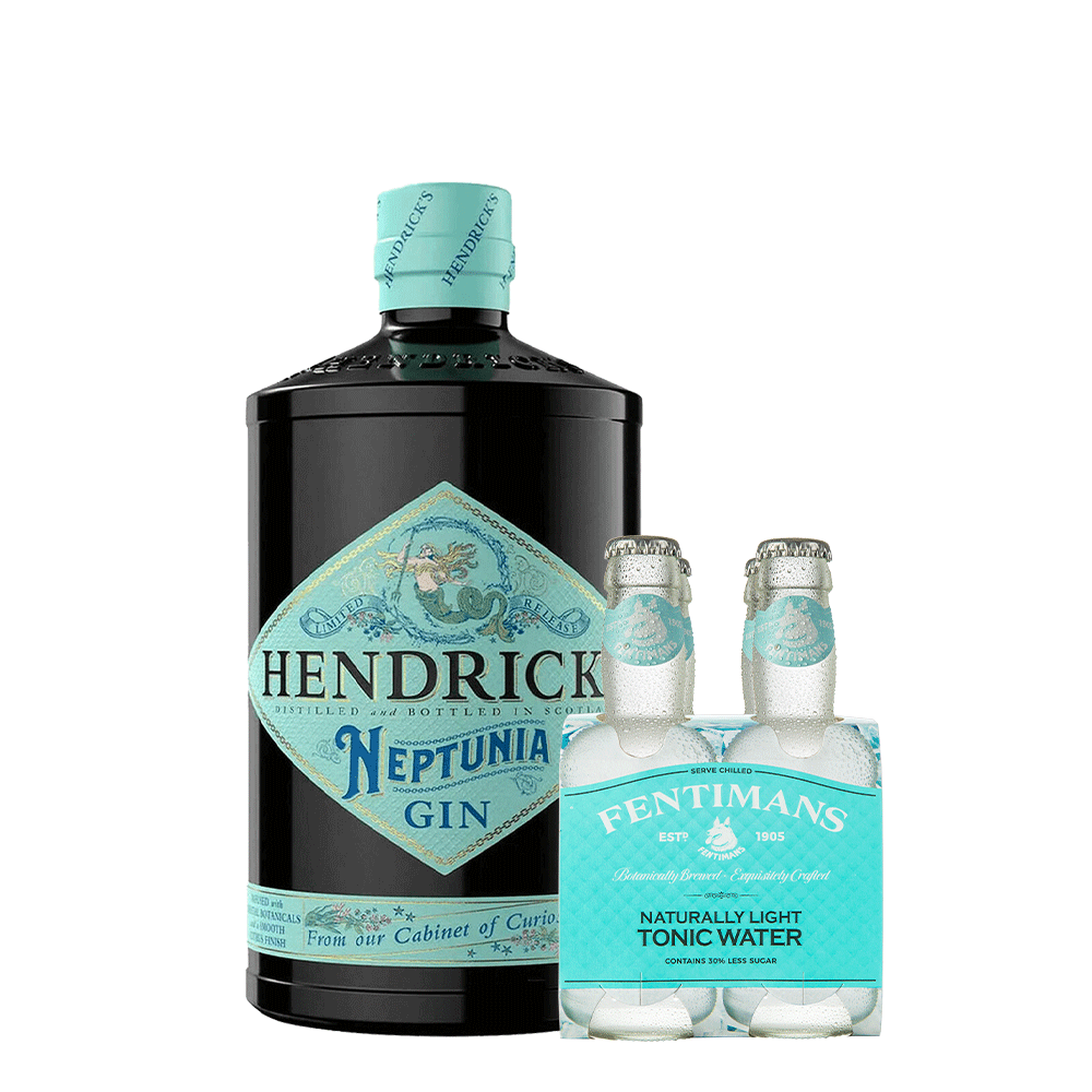 Pack Gin Hendricks Neptunia + 4x Agua Tónica Fentimans Light Tonic Water 200cc