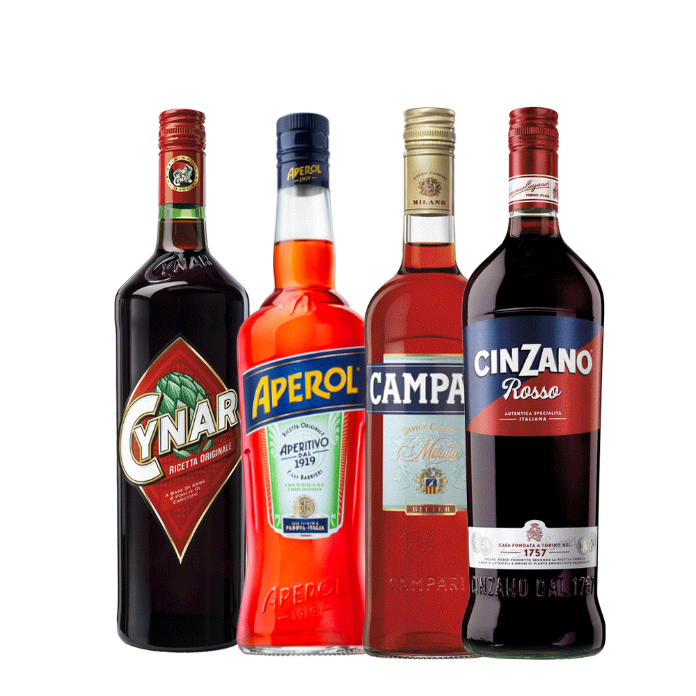 Pack Italianísimo: Licores (Cynar + Campari + Aperol + Cinzano Rosso)