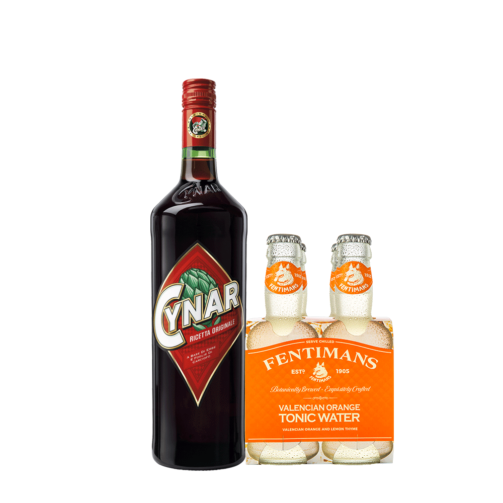 Pack Licor Cynar 700cc + 4x Agua Tónica Fentimans Valencian Orange Tonic Water 200cc