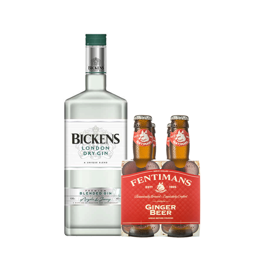 Pack Gin Bickens 700cc + 4x Agua Tónica Fentimans Ginger Beer 200cc