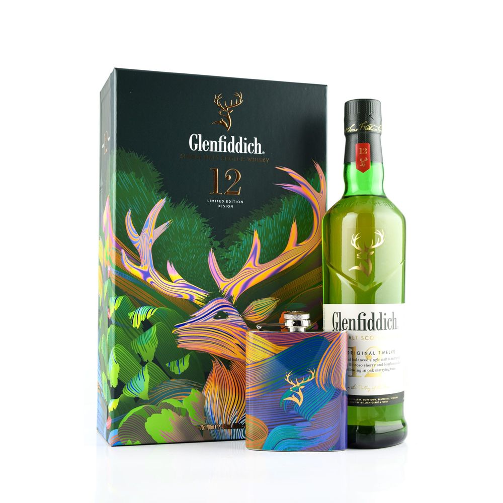 Glenfiddich 12 Años 750cc + Petaca