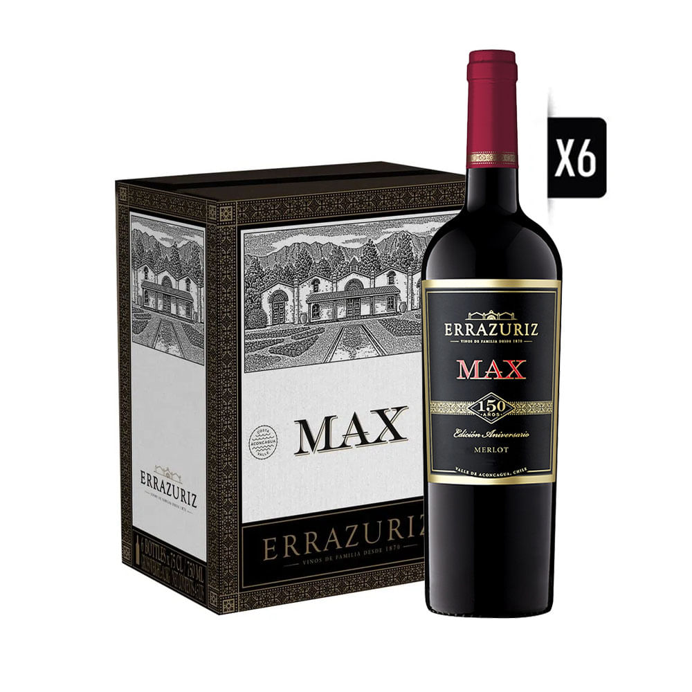 Pack Vino 6x Max Merlot 750cc