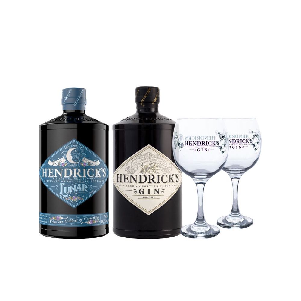 Pack Gin Hendricks 700cc + Gin Hendricks Lunar 700cc + 2x Copas Hendricks