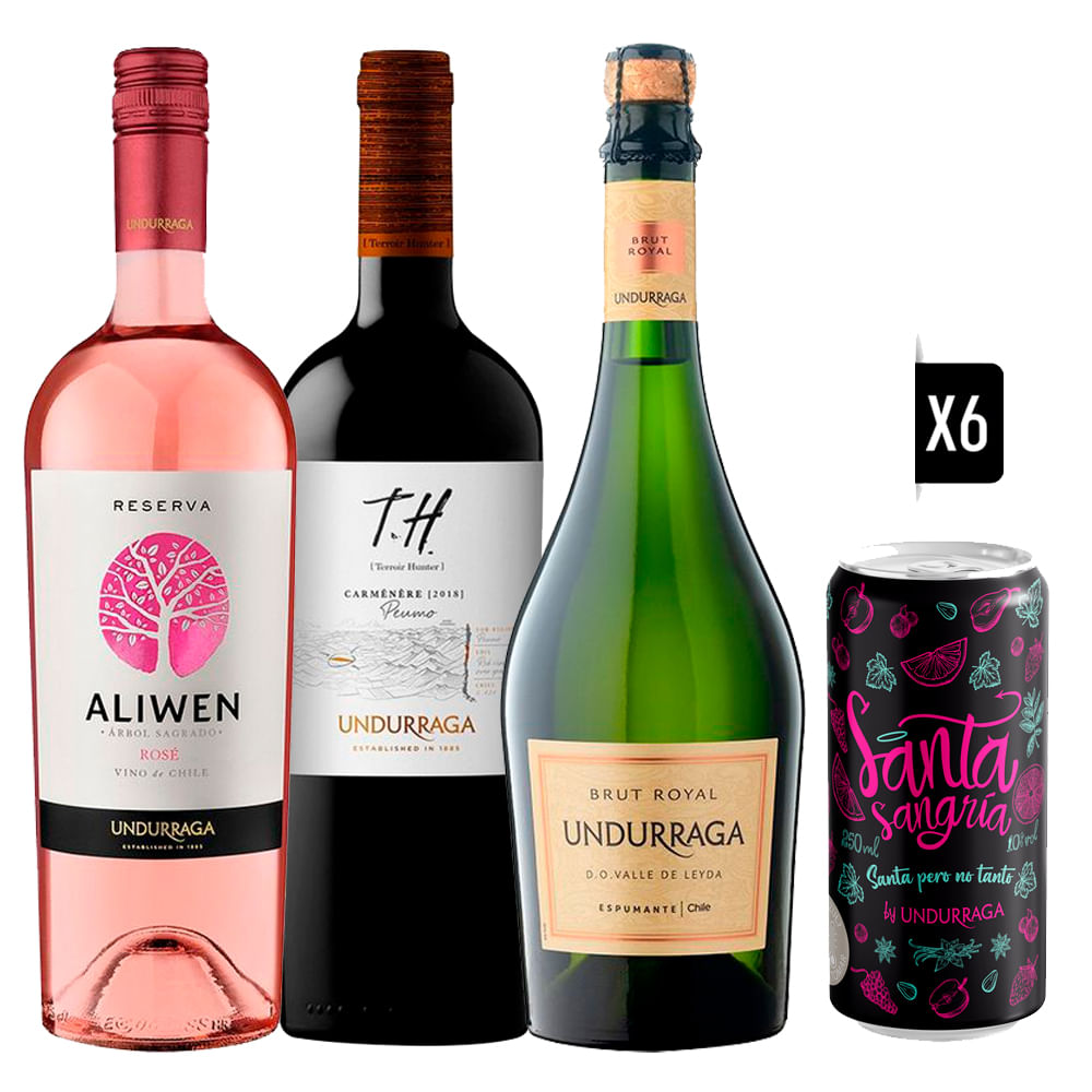 Pack Undurraga Rose/TH  Peumo Carmenere/Brut Royal/ Sangria