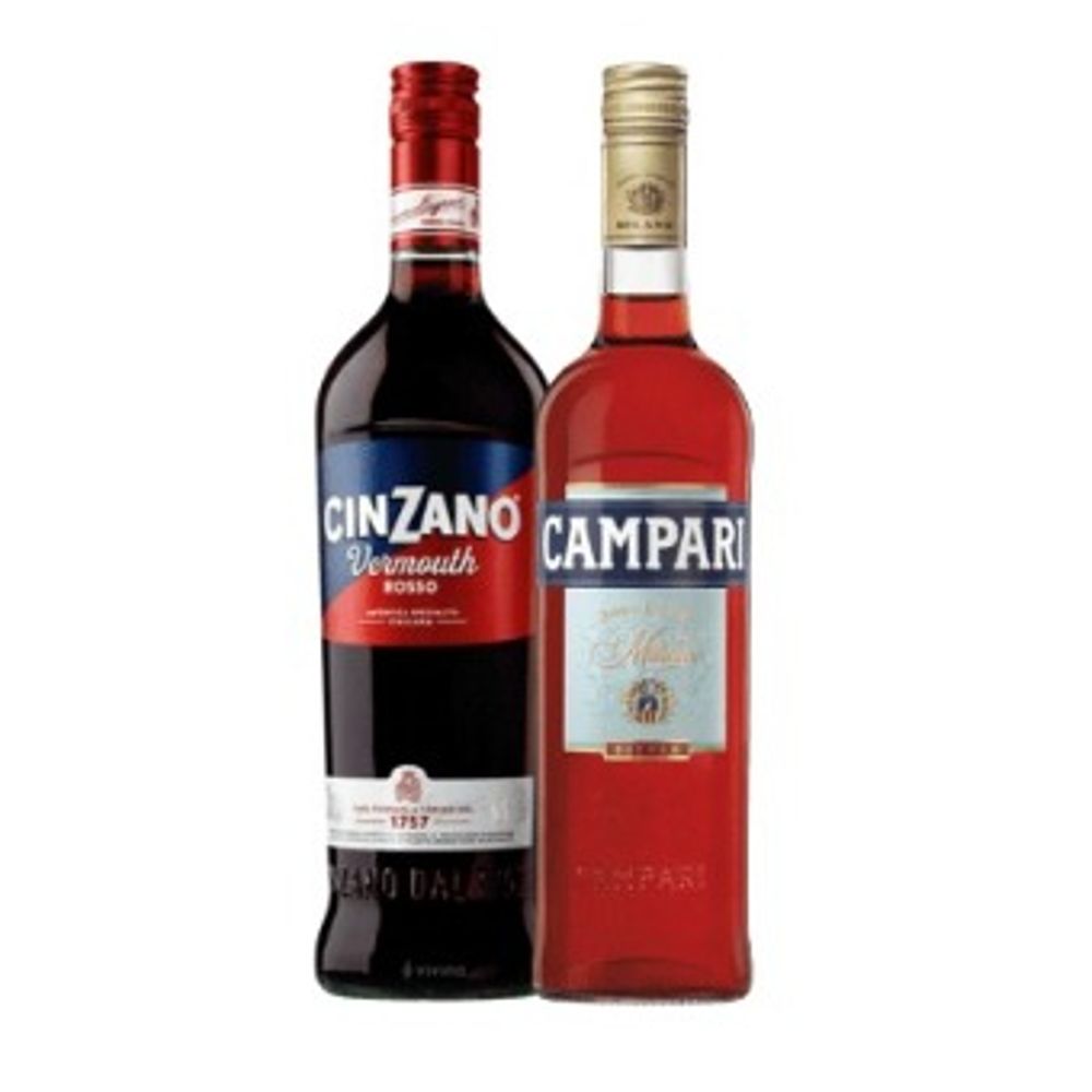 Pack Licor Campari Bitter 750cc + Licor Cinzano Vermouth Rosso 1000cc