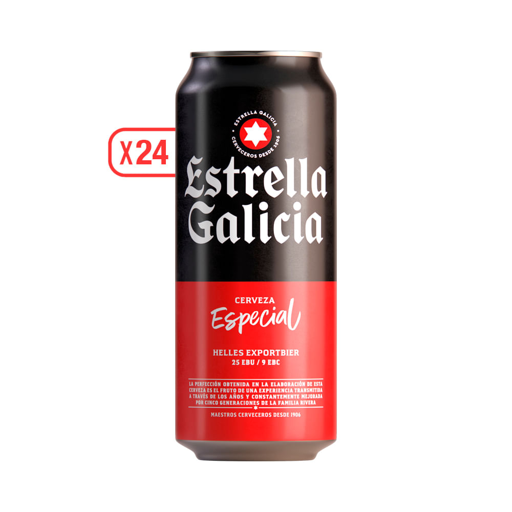 Pack 24x Cervezas Estrella Galicia Lager Lata 500cc