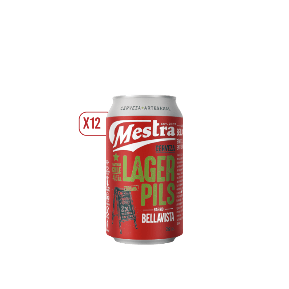 Pack 12x Cerveza Mestra Lager Pils Lata 350cc