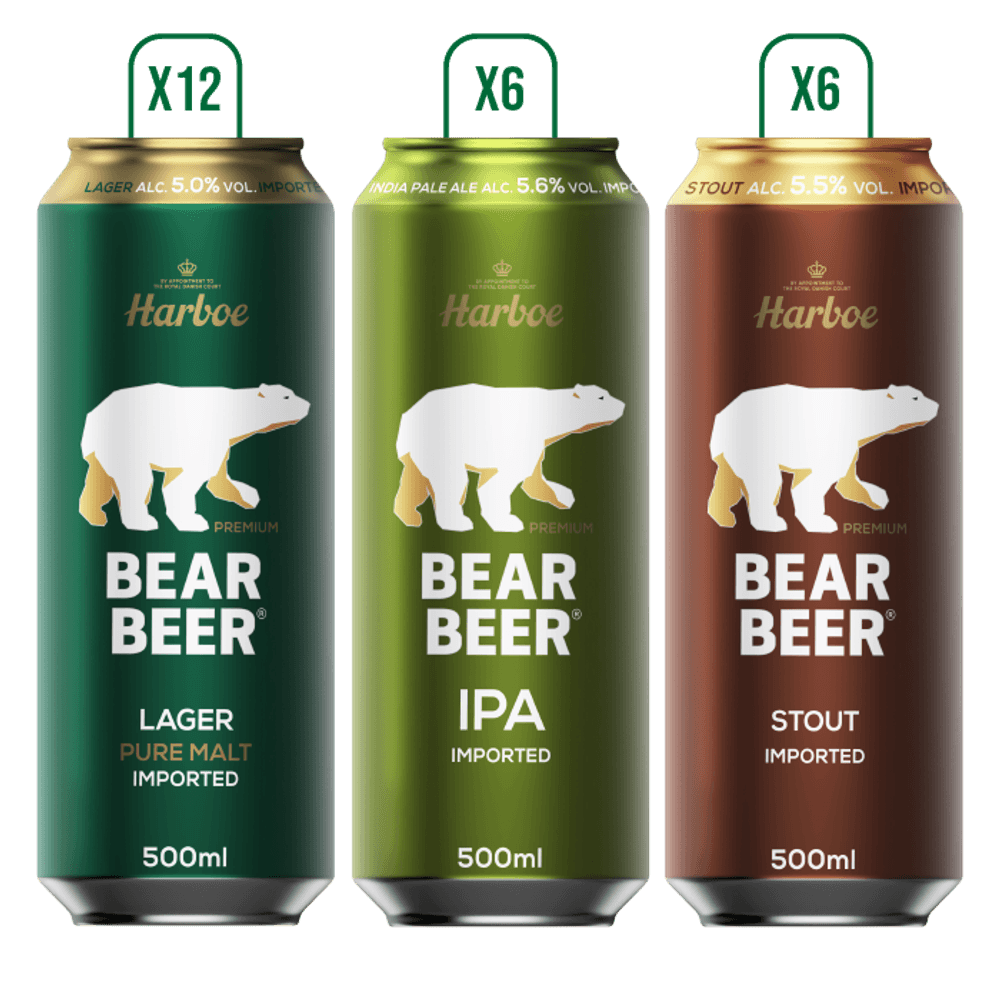 Pack 24x Cerveza Bear Beer Variedades 500cc