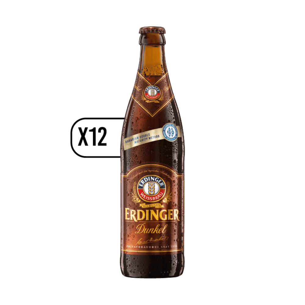 Pack 12x Cervezas Erdinger Dunkel Botella 500ml