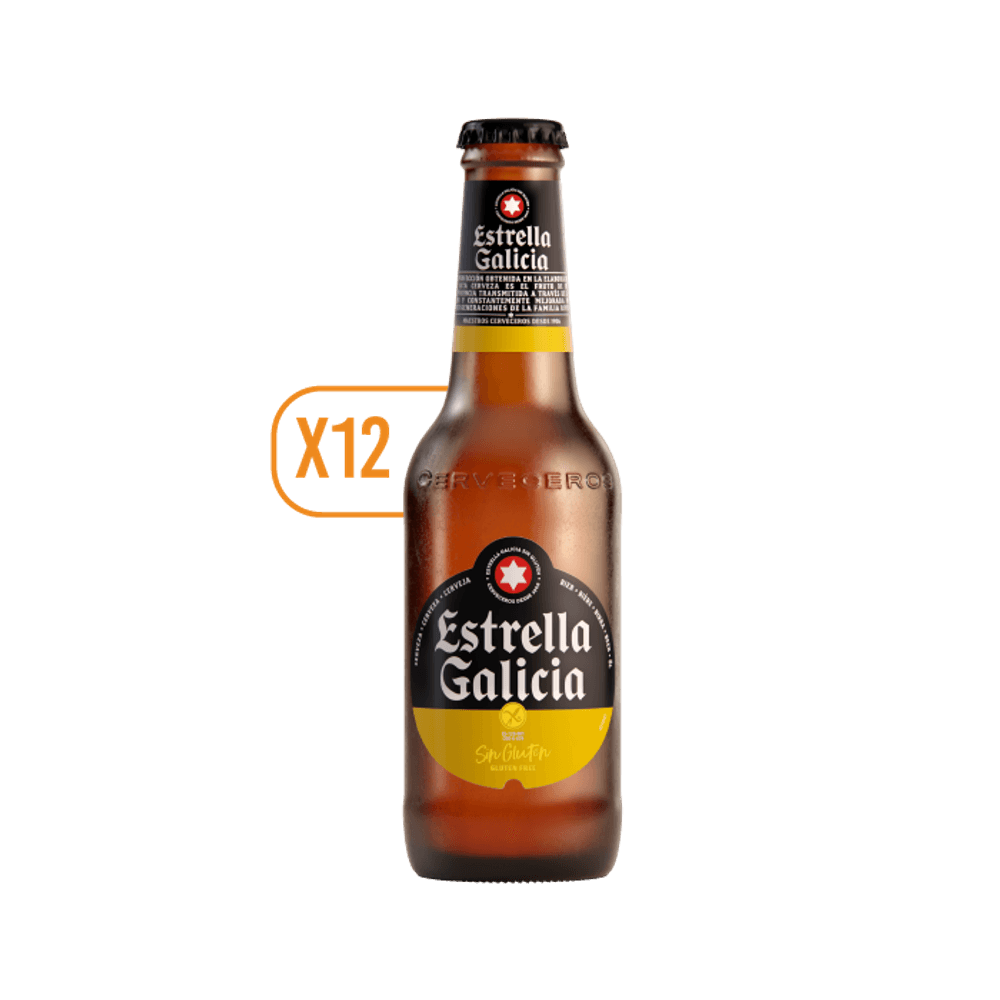 Pack 12x Cervezas Estrella Galicia Sin Gluten Botellín 250cc