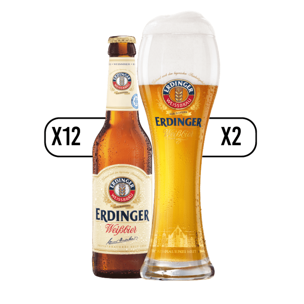 Pack Erdinger Weissbier 330ml + 2 Vasos 330ml