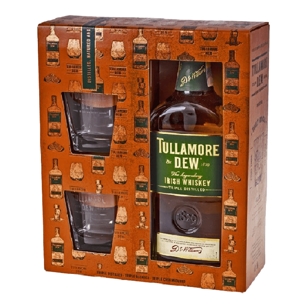 Pack Whisky Irlandés Tullamore D.E.W 750cc + 2 vasos