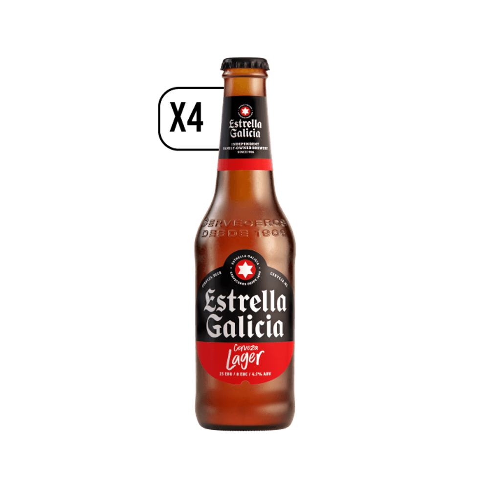 Pack 4x Cervezas Estrella Galicia Premium Lager 330cc