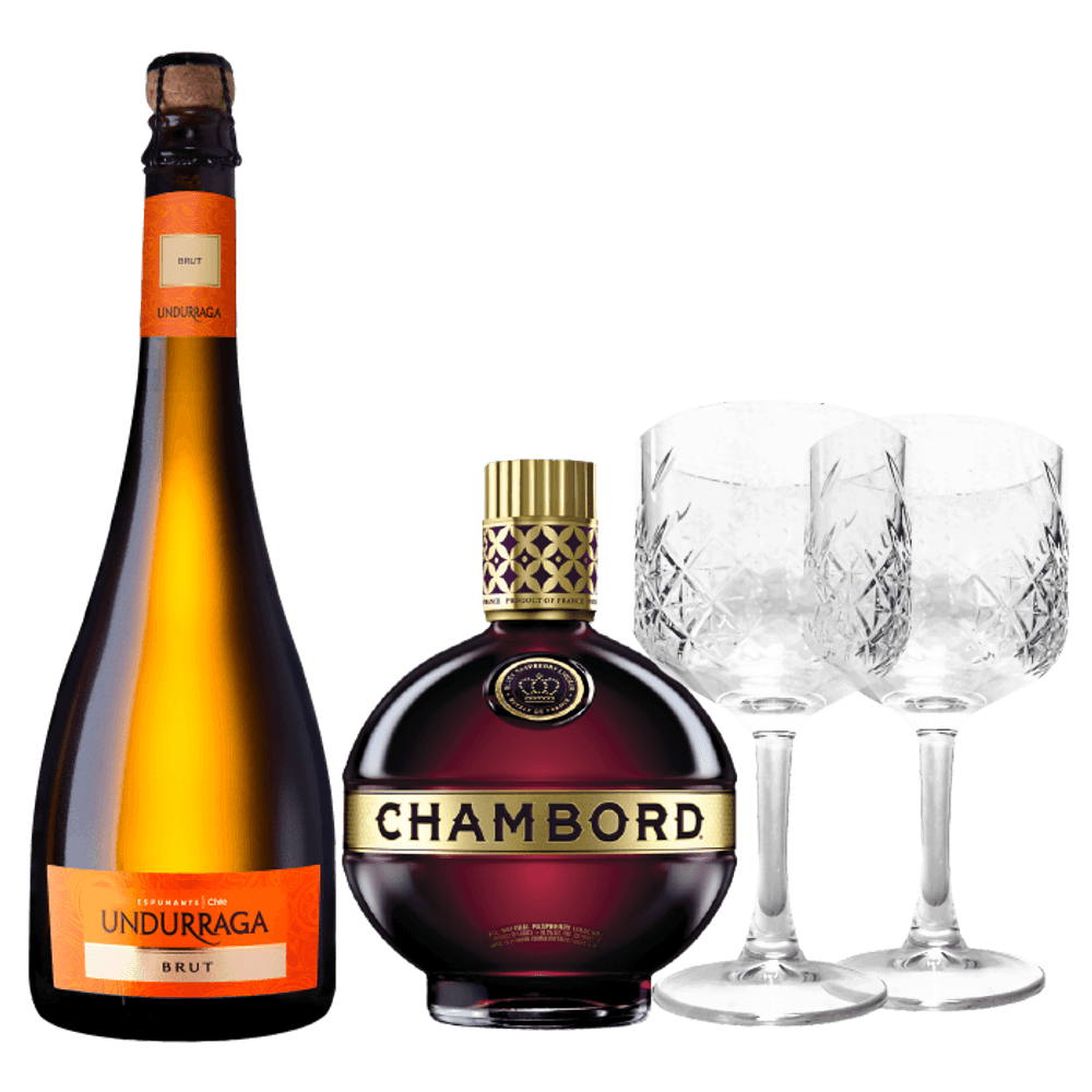Chambord 750cc + 2 Copas + Undurraga Brut 750cc
