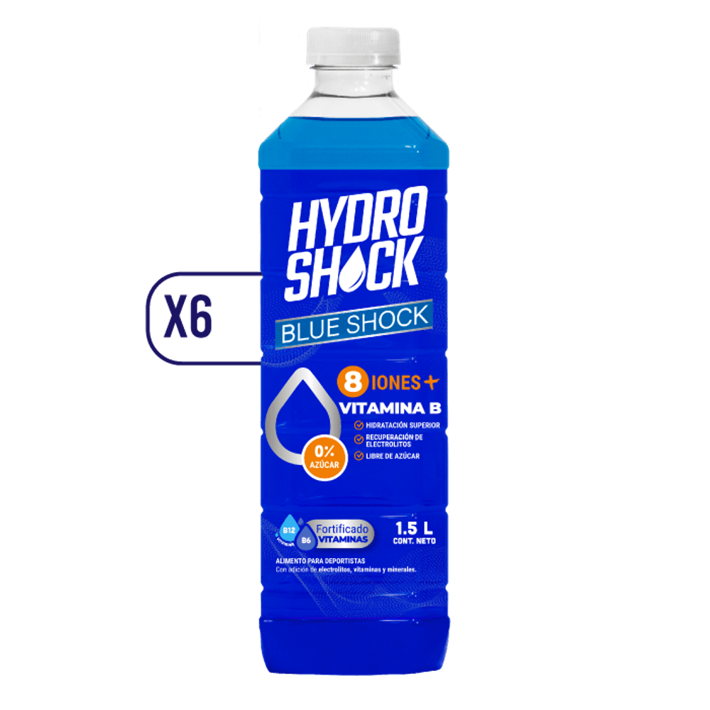 Pack x6 Bebidas Energéticas Hydroshock Blue 1.5L