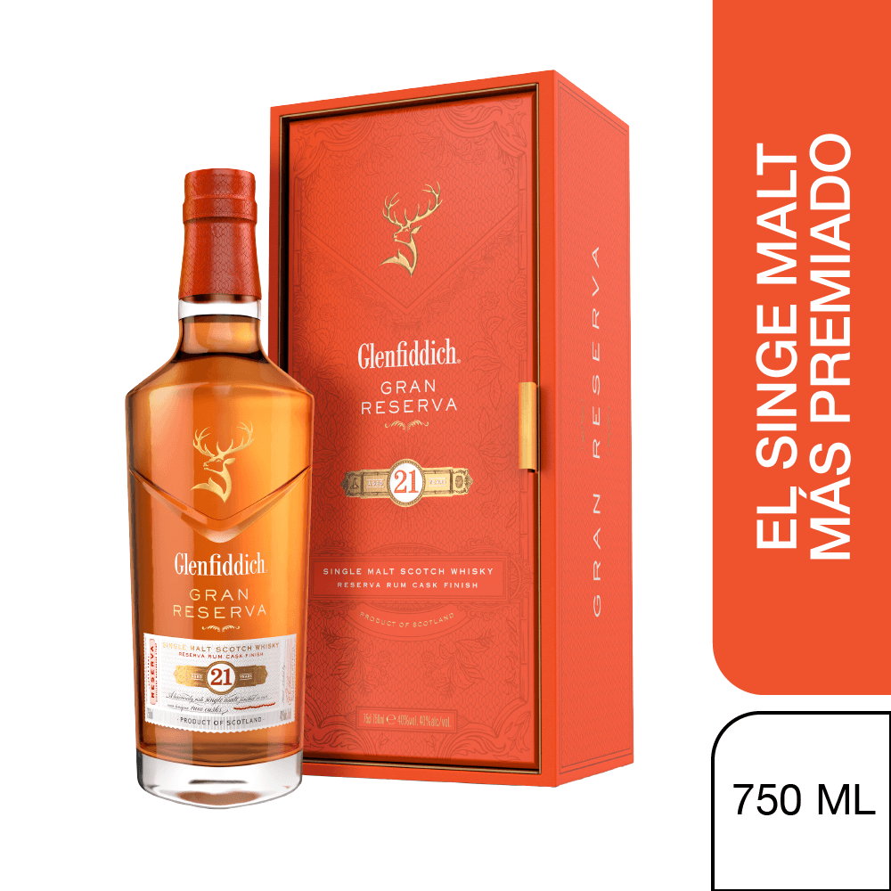 Whisky GLENFIDDICH 21 AÑOS GRAN RESERVA SINGLE MALT 750CC