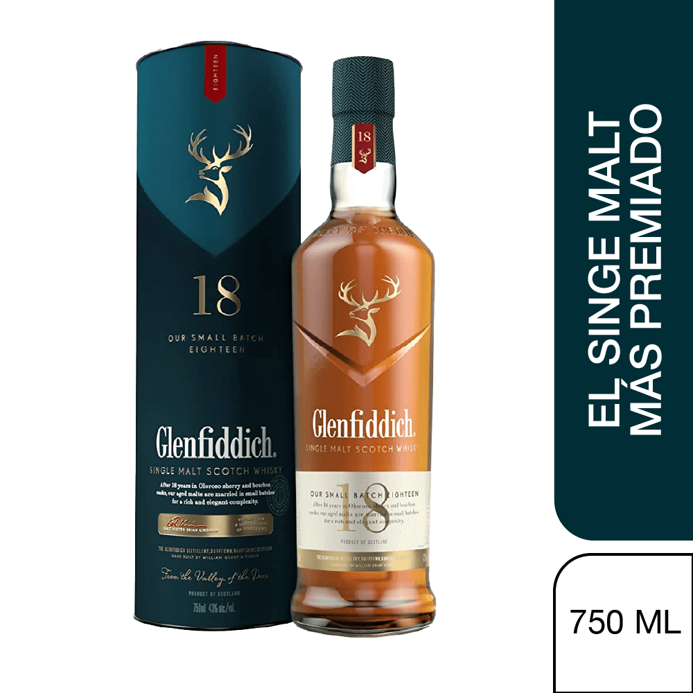 Whisky GLENFIDDICH 18 AÑOS SINGLE MALT 750CC