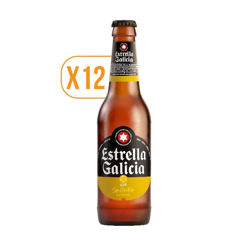 Pack 12x Cervezas Estrella Galicia Sin Gluten Botellín 330cc