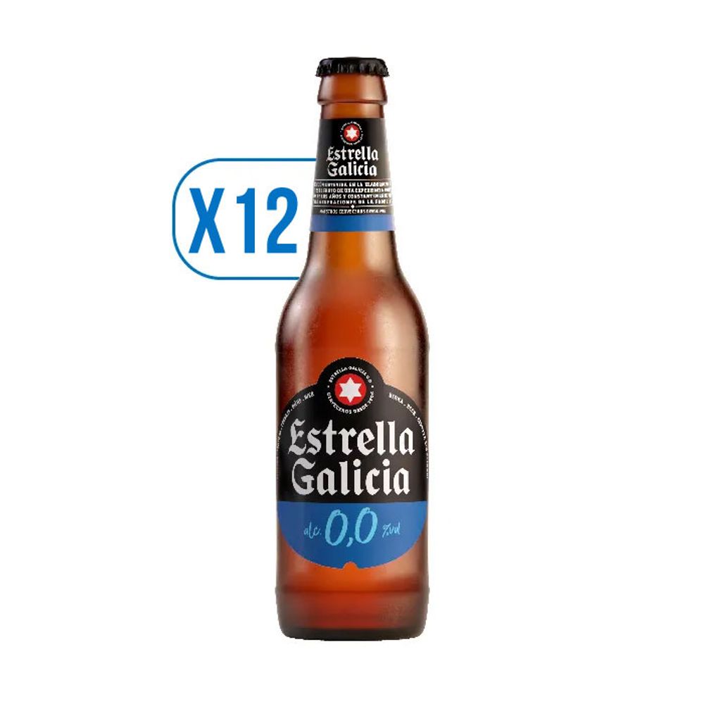 Pack x12 Estrella Galicia Botellín 330 cc 0,0 Sin Alcohol