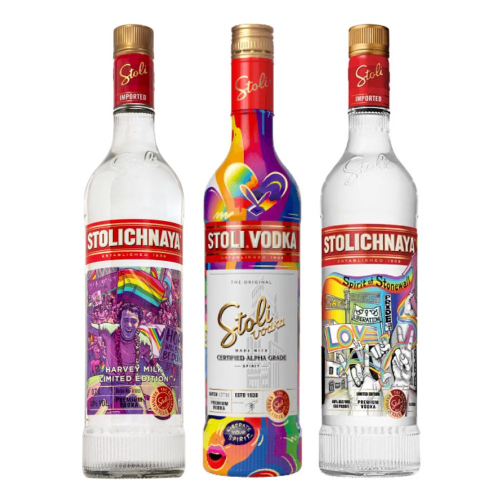 Pack Vodka Stolichnaya Harvey Milk+Edición Especial+LGTB 750cc