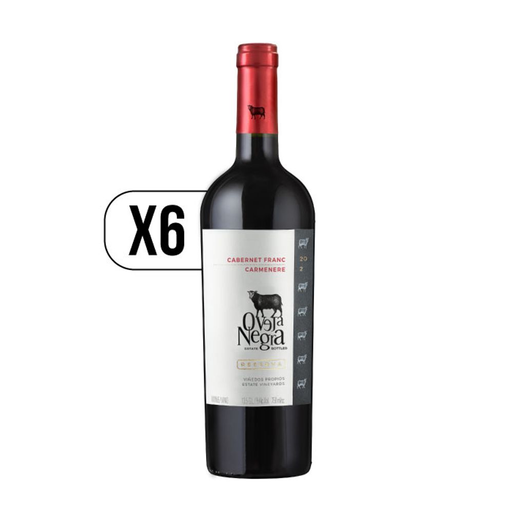 Pack 6x Vino Oveja Negra Reserva Cabernet Franc/Carmenere 750cc