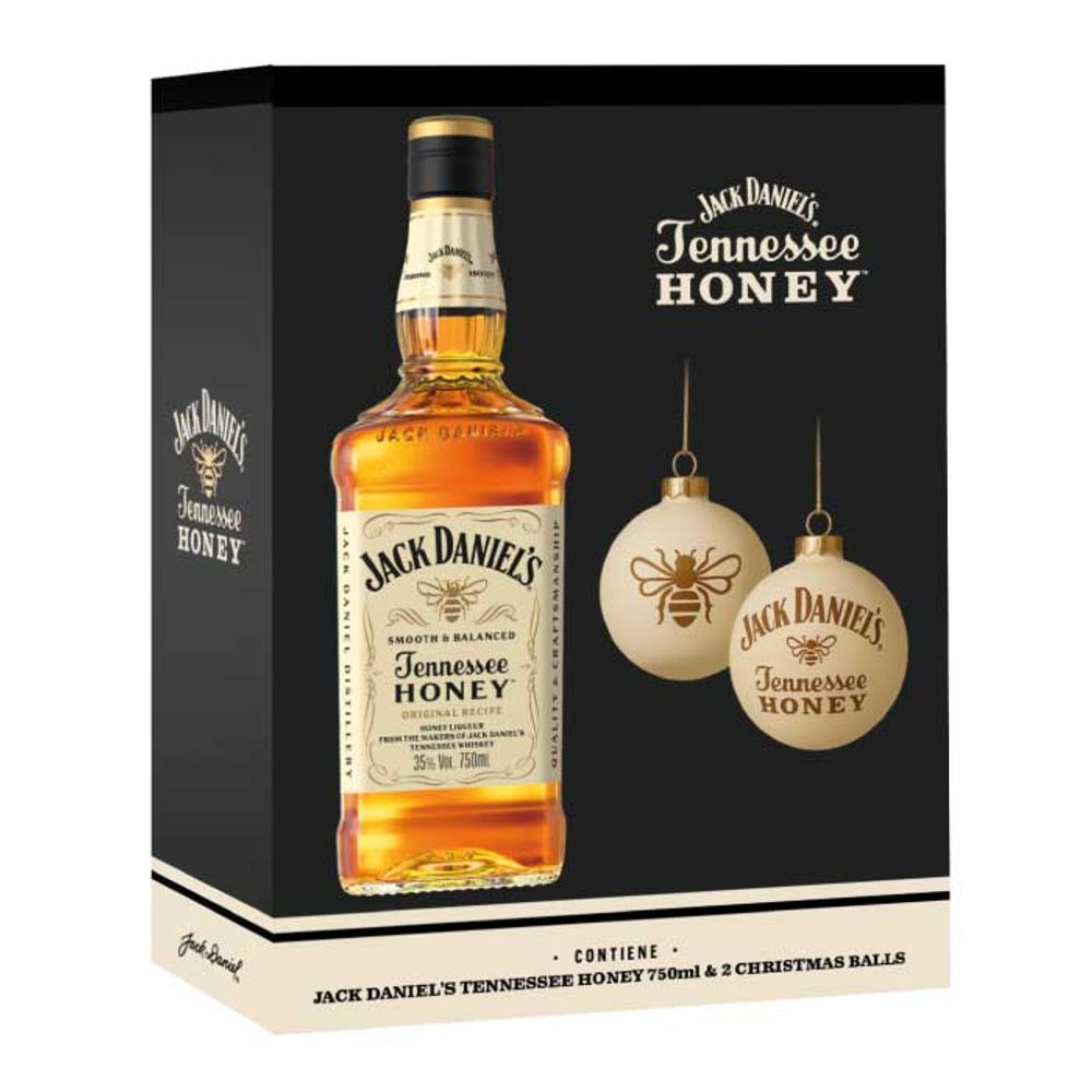 Pack Jack Daniel's Honey 750cc  + 2 Esferas de Navidad